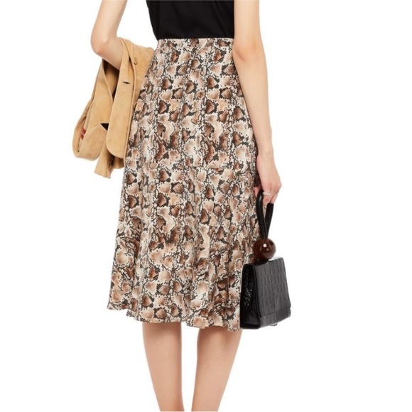 Altuzzara Snake Print Silk Midi Skirt Size 34 Career Officewear Runway Designer - Picture 4 of 16